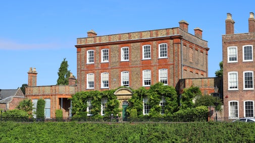Peckover House seen across the River Nene at Wisbech, Cambridgeshire